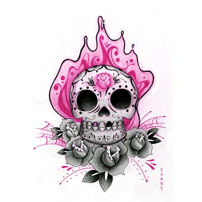 Colorful Mexican Skulls Designs Fake Temporary Water Transfer Tattoo Stickers NO.10435